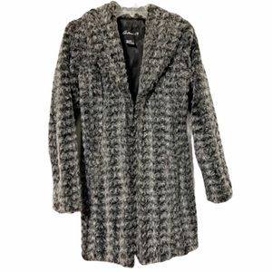 🔥 Arden B Faux Fur Midi Shawl Collar Long Line Coat Lined Small Women